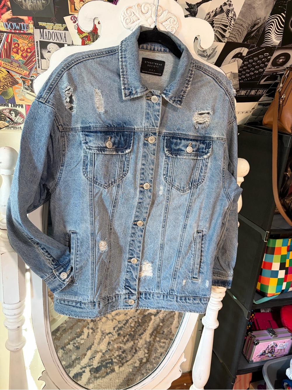 Streetwear Society Light Blue Distressed Denim Jacket